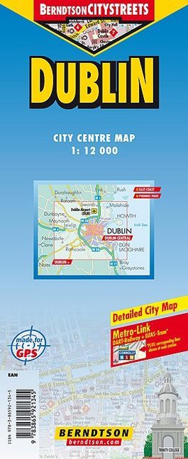 Dublin / 1:12 000 +++ Dublin+, East Coast, Phoenix Park, Public Transport (DART & LUAS), Time Zone / (Land-)Karte / 2 S. / Englisch / 2018 / Huber, München / EAN 9783865921345